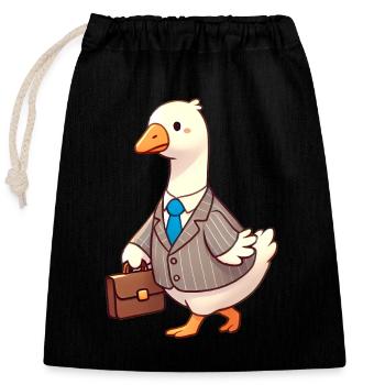 Oie sérieuse dans la conception de costume d’affaires - Sac cadeau en coton avec cordon (25 x 30 cm) - noir - Devant