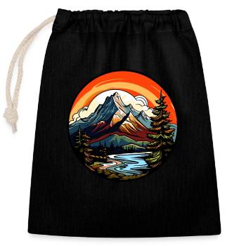 Mountains, Landscape, Nature - Closable cotton gift bag (25x30cm) - black - Front