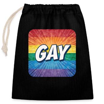 LGBTQ GAY - Closable cotton gift bag (25x30cm) - black - Front