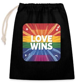 LGBTQ Love Wins - Verschließbarer Geschenkbeutel aus Baumwolle (25x30cm) - Schwarz - Vorne