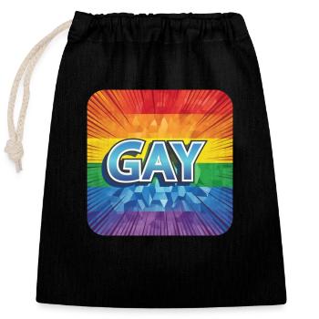 LGBTQ GAY - Closable cotton gift bag (25x30cm) - black - Front