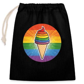 LGBTQ Ice Cream Eis - Verschließbarer Geschenkbeutel aus Baumwolle (25x30cm) - Schwarz - Vorne