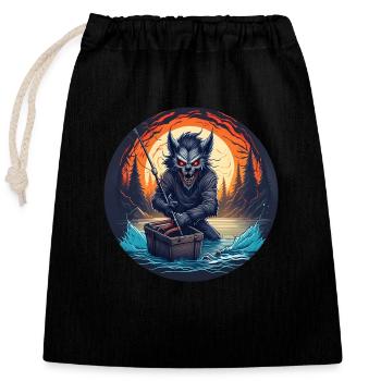 Effrayant Halloween Party Costume Loup-Garou Pêche - Sac cadeau en coton avec cordon (25 x 30 cm) - noir - Devant