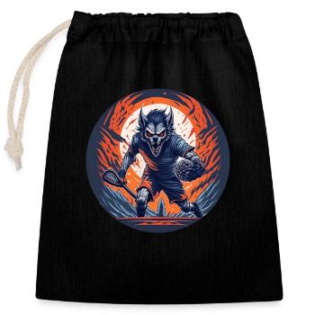 Gruseliges Halloween-partykostüm Werwolf Lacrosse - Verschließbarer Geschenkbeutel aus Baumwolle (25x30cm) - Schwarz - Vorne