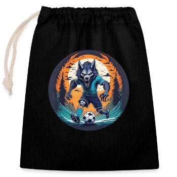 Gruseliges Halloween-partykostüm Werwolf-fußball - Verschließbarer Geschenkbeutel aus Baumwolle (25x30cm) - Schwarz - Vorne