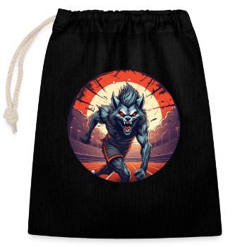 Gruseliges Halloween-partykostüm Werwolf Läuft - Verschließbarer Geschenkbeutel aus Baumwolle (25x30cm) - Schwarz - Vorne