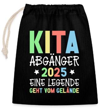 Kita Abgänger 2025 Letzter Tag Im Kindergarten - Verschließbarer Geschenkbeutel aus Baumwolle (25x30cm) - Schwarz - Vorne