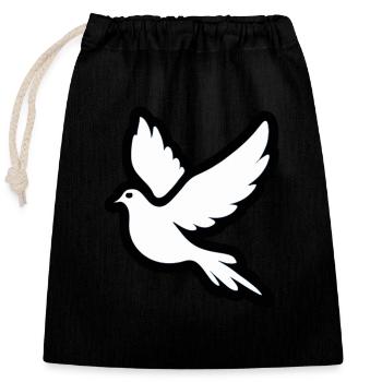 Colombe Pidgeon de la Paix - Religion Design - Sac cadeau en coton avec cordon (25 x 30 cm) - noir - Devant