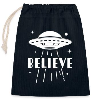 Believe UFO - Closable cotton gift bag (25x30cm) - navy - Front