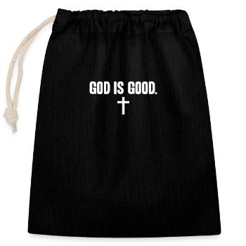 God is Good Christian | Proud Catholic - Closable cotton gift bag (25x30cm) - black - Front