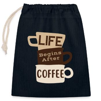 Funny Barista Humor Life Begins After Coffee - Closable cotton gift bag (25x30cm) - navy - Front