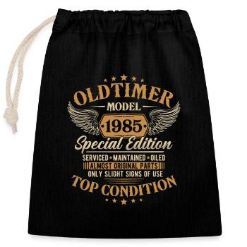 Oldtimer 1985 Jahrgang geboren Geburtstag Geschenk - Verschließbarer Geschenkbeutel aus Baumwolle (25x30cm) - Schwarz - Vorne