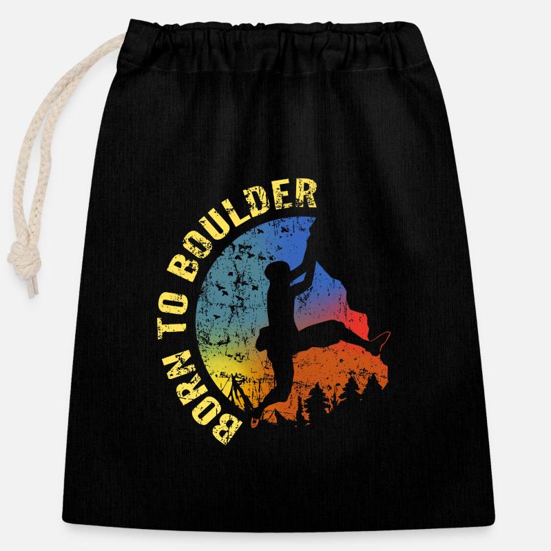 born to boulder - Closable cotton gift bag (25x30cm) - black