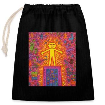 STREET ART IMAGINATION - Closable cotton gift bag (25x30cm) - black - Front