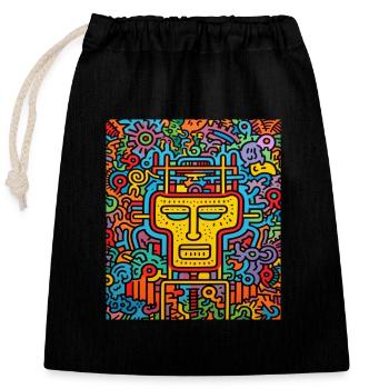 STREET ART SKULL - Sac cadeau en coton avec cordon (25 x 30 cm) - noir - Devant