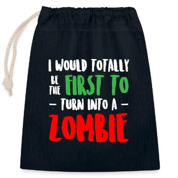 Funny Zombie - Verschließbarer Geschenkbeutel aus Baumwolle (25x30cm) - Navy - Vorne