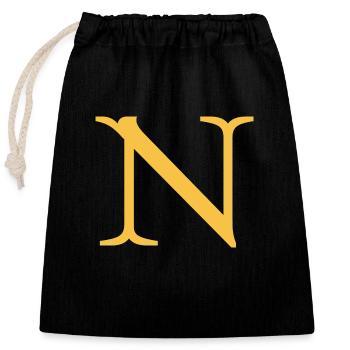 N - Sac cadeau en coton avec cordon (25 x 30 cm) - noir - Devant