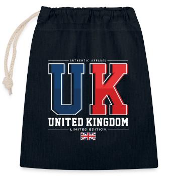 UK - Closable cotton gift bag (25x30cm) - navy - Front