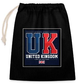 UK - Closable cotton gift bag (25x30cm) - black - Front