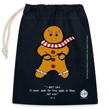 Mr. G. a determined rebel, fighting for Christmas. - Closable cotton gift bag (25x30cm) - navy - Front