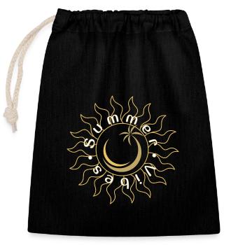 Summer vibes sun palm tree - Closable cotton gift bag (25x30cm) - black - Front