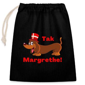 Tak Margrethe! Thank you Queen Margrethe 1972 - 2024 - Closable cotton gift bag (25x30cm) - black - Front