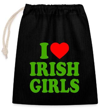 I love irish girls - Closable cotton gift bag (25x30cm) - black - Front