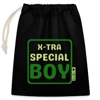 Down Syndrom - X-tra special boy - grün - Verschließbarer Geschenkbeutel aus Baumwolle (25x30cm) - Schwarz - Vorne