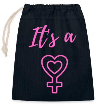 Baby Announcement Pregnancy - Girl - Surprise - Closable cotton gift bag (25x30cm) - navy - Front