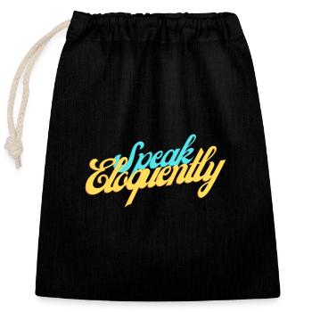 Speak Eloquently 01 - Closable cotton gift bag (25x30cm) - black - Front