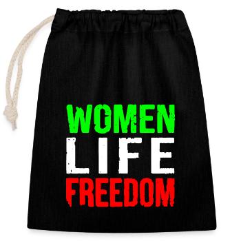 Women life freedom iran - Verschließbarer Geschenkbeutel aus Baumwolle (25x30cm) - Schwarz - Vorne