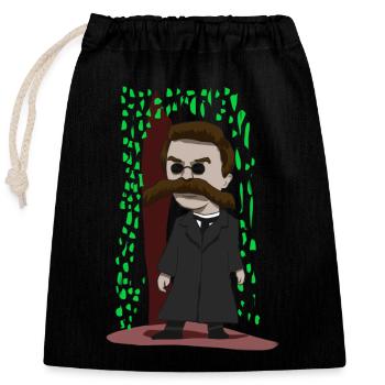 Nietzsche of - Closable cotton gift bag (25x30cm) - black - Front