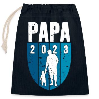 DAD 2023 FATHER-TO-BE - Closable cotton gift bag (25x30cm) - navy - Front