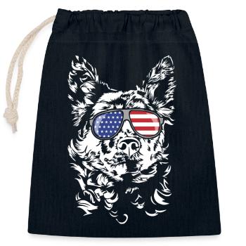 Hungarian Mudi America Flag Sunglasses Dogs - Closable cotton gift bag (25x30cm) - navy - Front