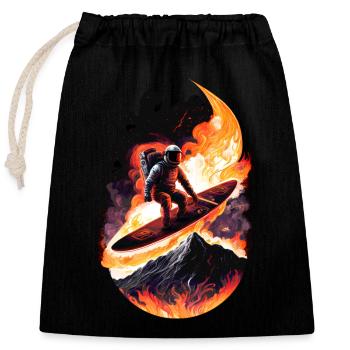 Surfing Astronaut - Closable cotton gift bag (25x30cm) - black - Front