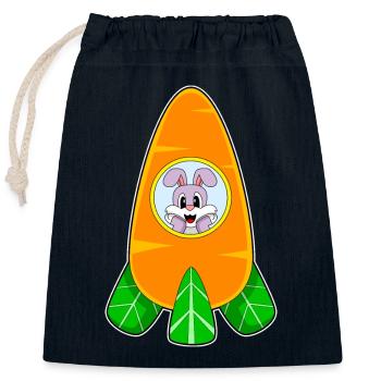 Hase Raumschiff Weltraum - Verschließbarer Geschenkbeutel aus Baumwolle (25x30cm) - Navy - Vorne