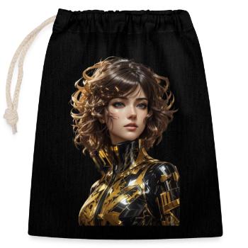 Anime - Sac cadeau en coton avec cordon (25 x 30 cm) - noir - Devant