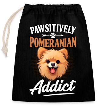 Pomeranian Pawsitively Addict - Verschließbarer Geschenkbeutel aus Baumwolle (25x30cm) - Schwarz - Vorne