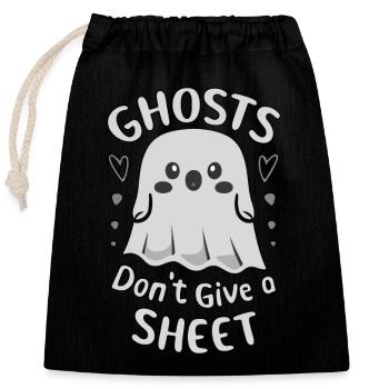 Spooky Cute Kawaii Ghost Design – Give a Sheet - Closable cotton gift bag (25x30cm) - black - Front