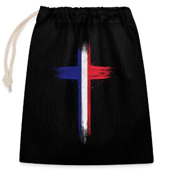 Drapeau de la France Look en détresse Drapeau français - Sac cadeau en coton avec cordon (25 x 30 cm) - noir - Devant