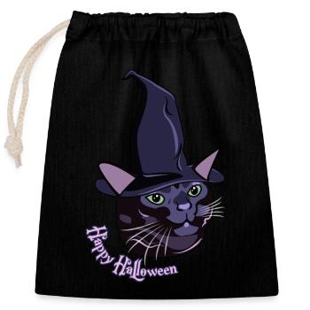 Feliz Halloween Gato Disociado - Verschließbarer Geschenkbeutel aus Baumwolle (25x30cm) - Schwarz - Vorne