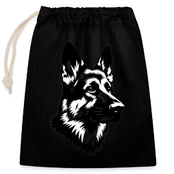 German Shepherd - Closable cotton gift bag (25x30cm) - black - Front