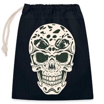 CRÂNE - Sac cadeau en coton avec cordon (25 x 30 cm) - bleu marine - Devant