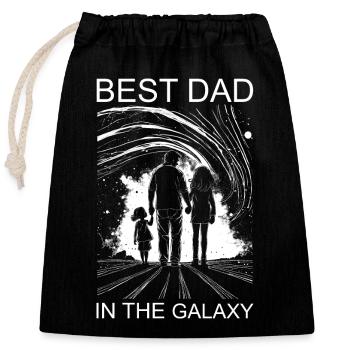 Vater Tochter Papa Töchter Best Dad in the galaxy - Verschließbarer Geschenkbeutel aus Baumwolle (25x30cm) - Schwarz - Vorne