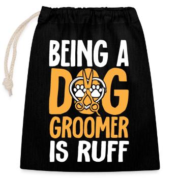 Salon de coiffure pour chiens - Sac cadeau en coton avec cordon (25 x 30 cm) - noir - Devant
