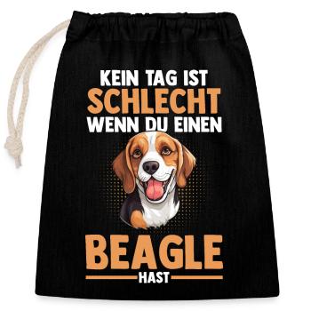 Hund Beagle - Verschließbarer Geschenkbeutel aus Baumwolle (25x30cm) - Schwarz - Vorne