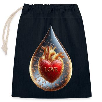Liebe in einem Tropfen - Verschließbarer Geschenkbeutel aus Baumwolle (25x30cm) - Navy - Vorne