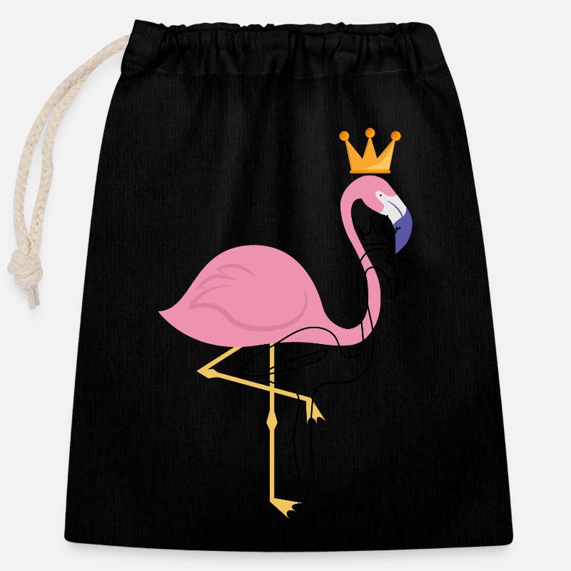 Flamingo - Verschließbarer Geschenkbeutel aus Baumwolle (25x30cm) - Schwarz