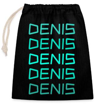 First name Denis - Closable cotton gift bag (25x30cm) - black - Front