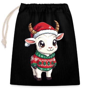 Mountain Goat Christmas - Closable cotton gift bag (25x30cm) - black - Front